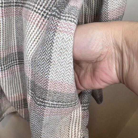 Steve Madden Womens High Noon Plaid Button-Up Shacket Jacket Large Pink Brown - Picture 5 of 7